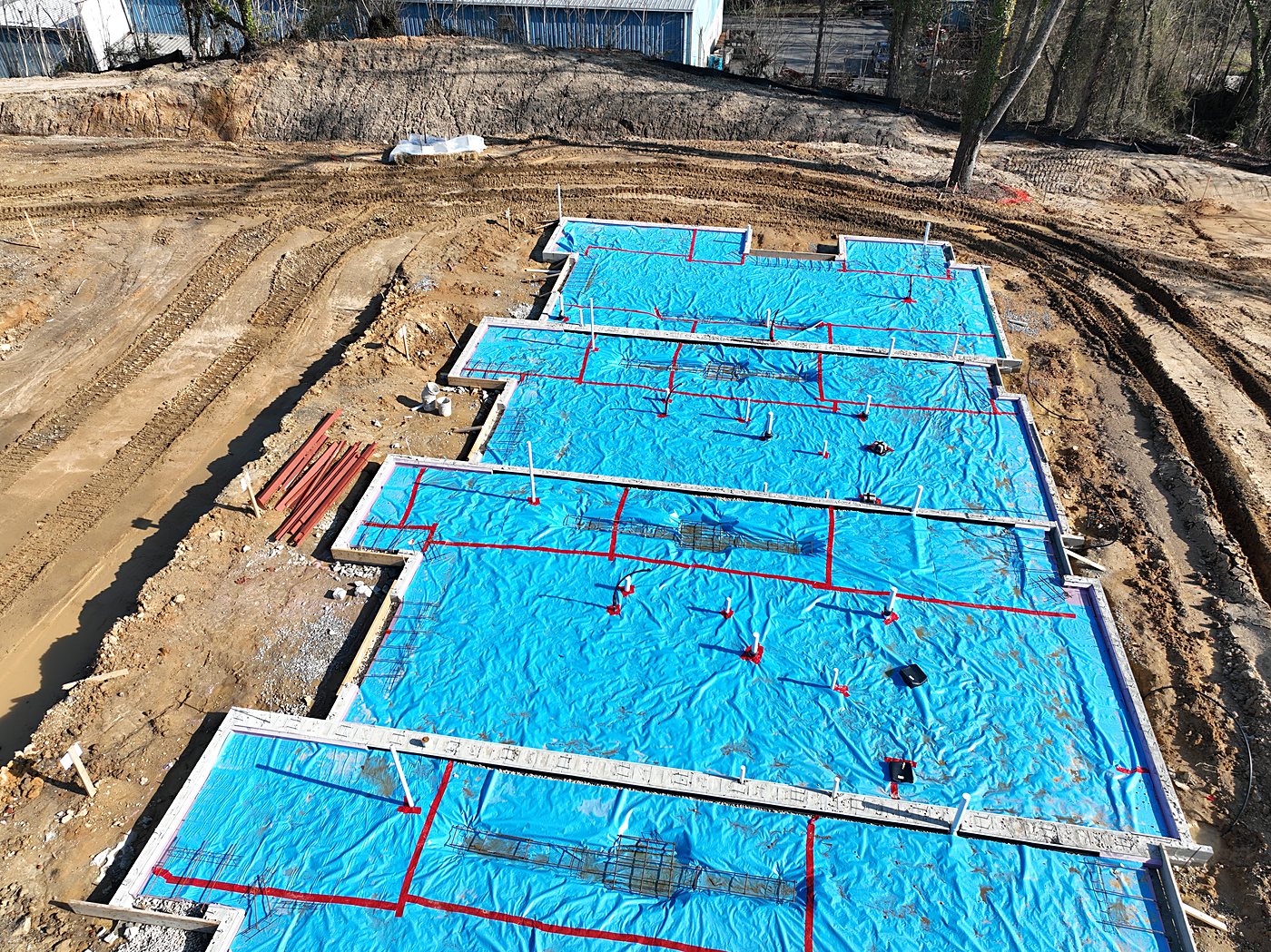 Chestnut Flats construction, foundations