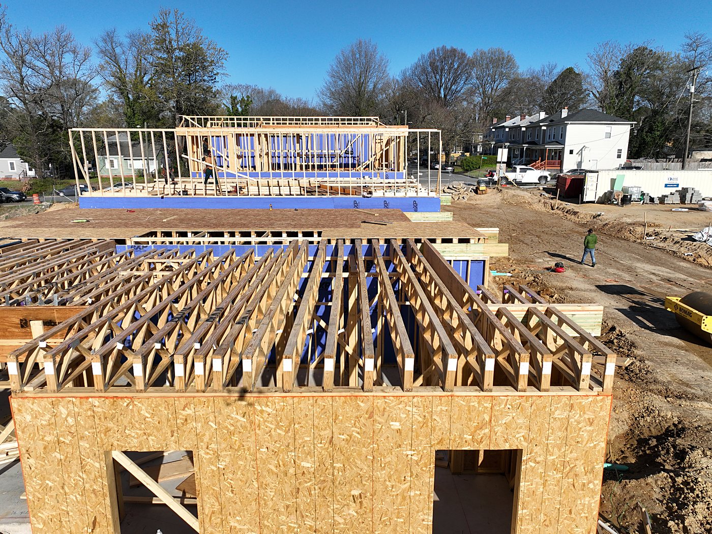 Chestnut Flats construction, floor trusses